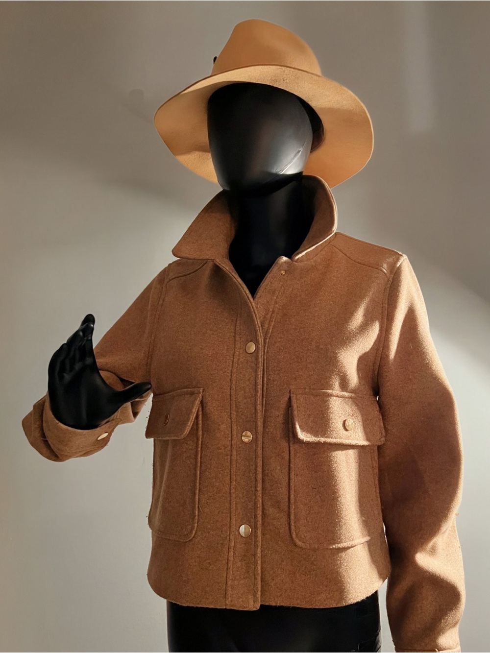 Ci Sono Camel Utility Jacket with Flap Pockets